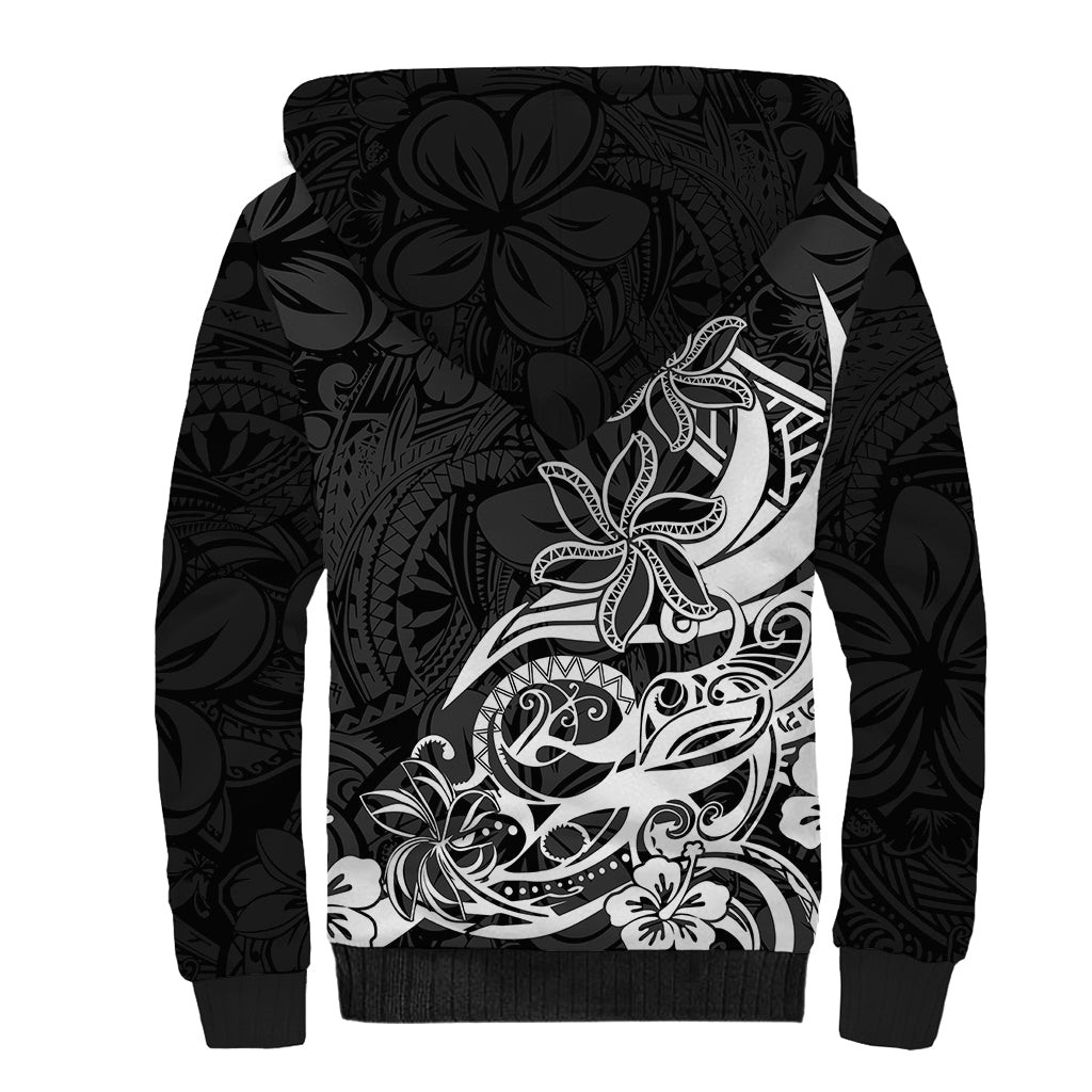 Polynesian Sunset Plumeria Sherpa Hoodie Pacific Island Tribal Black Style LT9 - Polynesian Pride