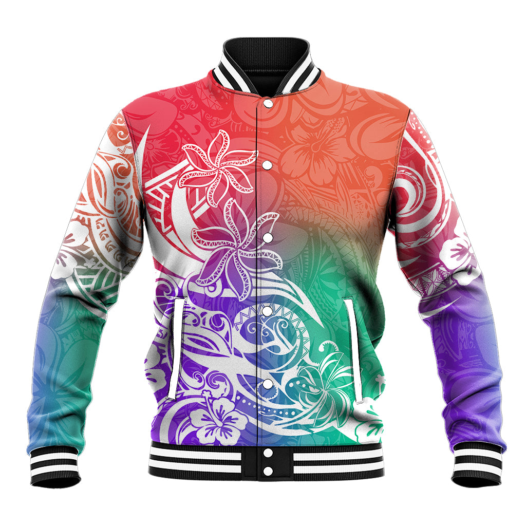 Polynesian Sunset Plumeria Baseball Jacket Pacific Island Tribal Blossom Style LT9 Unisex Blossom - Polynesian Pride