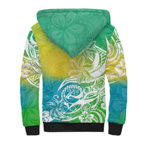 Polynesian Sunset Plumeria Sherpa Hoodie Pacific Island Tribal Green Style LT9 - Polynesian Pride