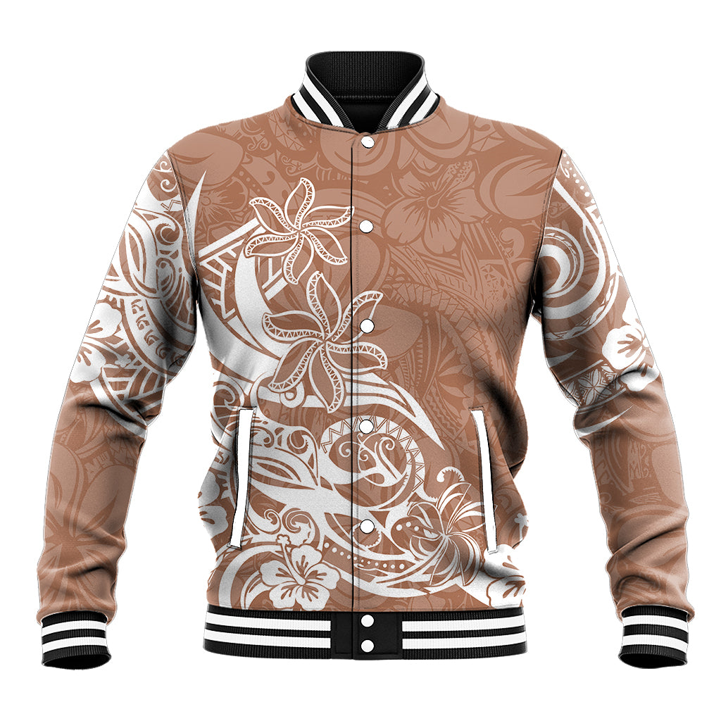 Polynesian Sunset Plumeria Baseball Jacket Pacific Island Tribal Nude Style LT9 Unisex Nude - Polynesian Pride