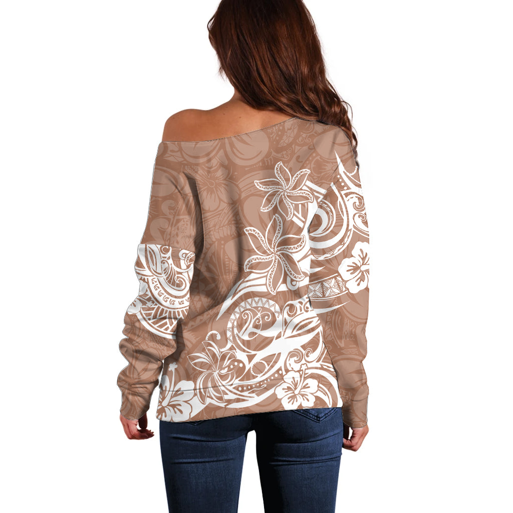 Polynesian Sunset Plumeria Off Shoulder Sweater Pacific Island Tribal Nude Style LT9 - Polynesian Pride