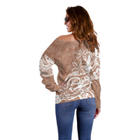 Polynesian Sunset Plumeria Off Shoulder Sweater Pacific Island Tribal Nude Style LT9 - Polynesian Pride
