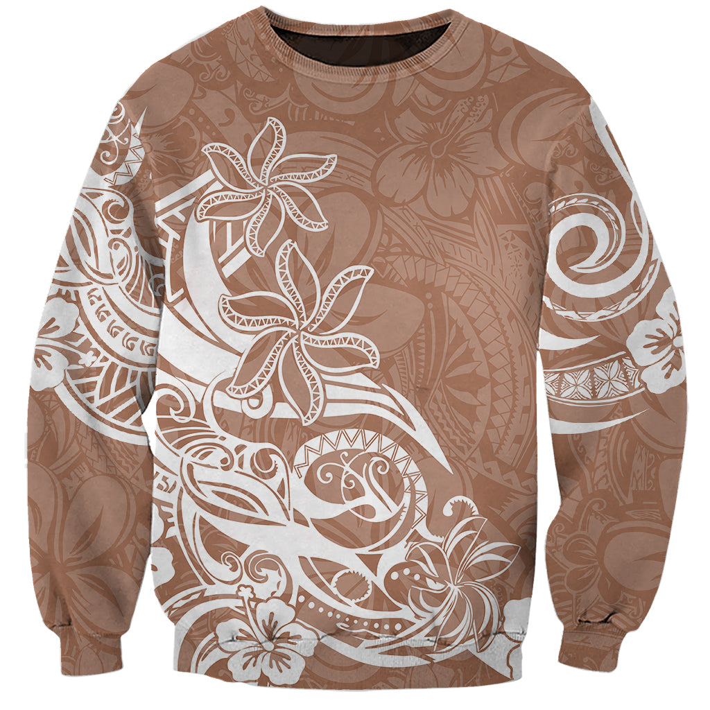 Polynesian Sunset Plumeria Sweatshirt Pacific Island Tribal Nude Style LT9 Unisex Nude - Polynesian Pride