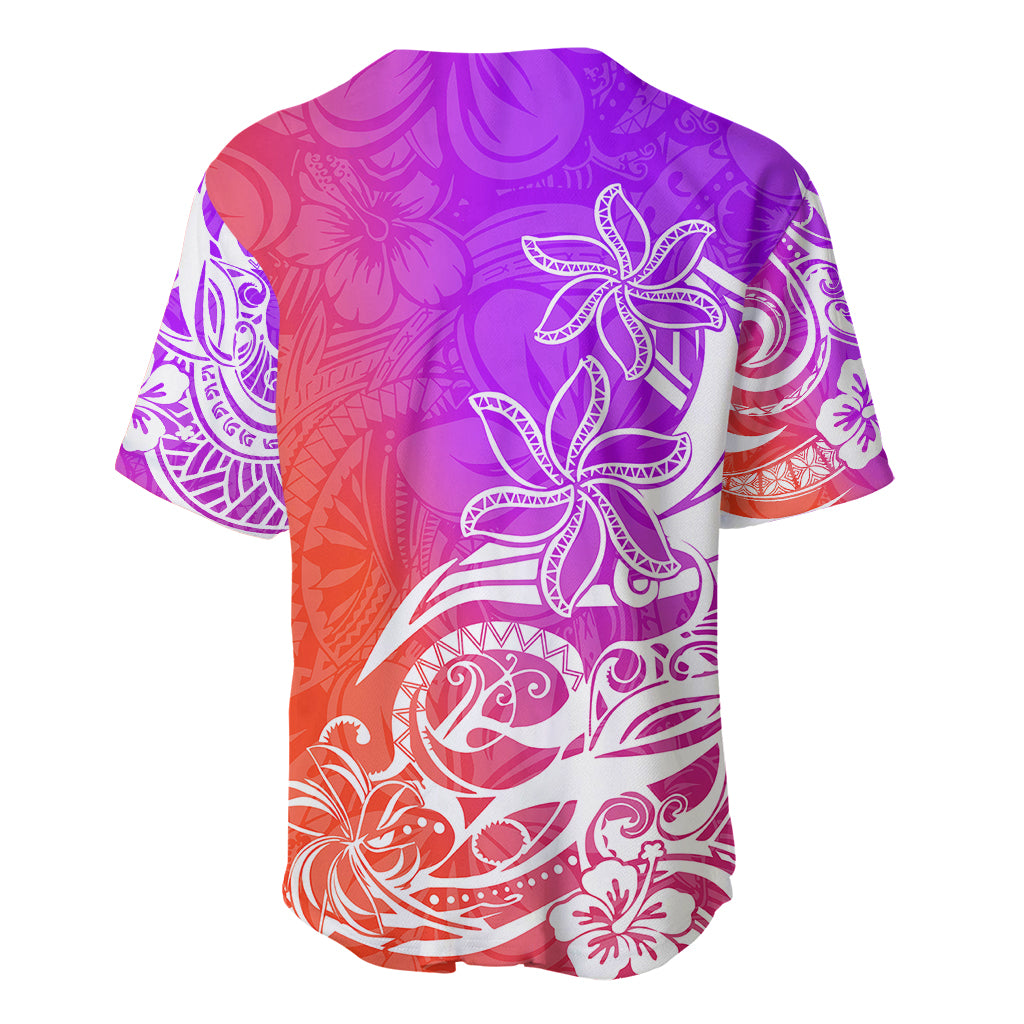 Polynesian Sunset Plumeria Baseball Jersey Pacific Island Tribal Purple Style LT9 - Polynesian Pride