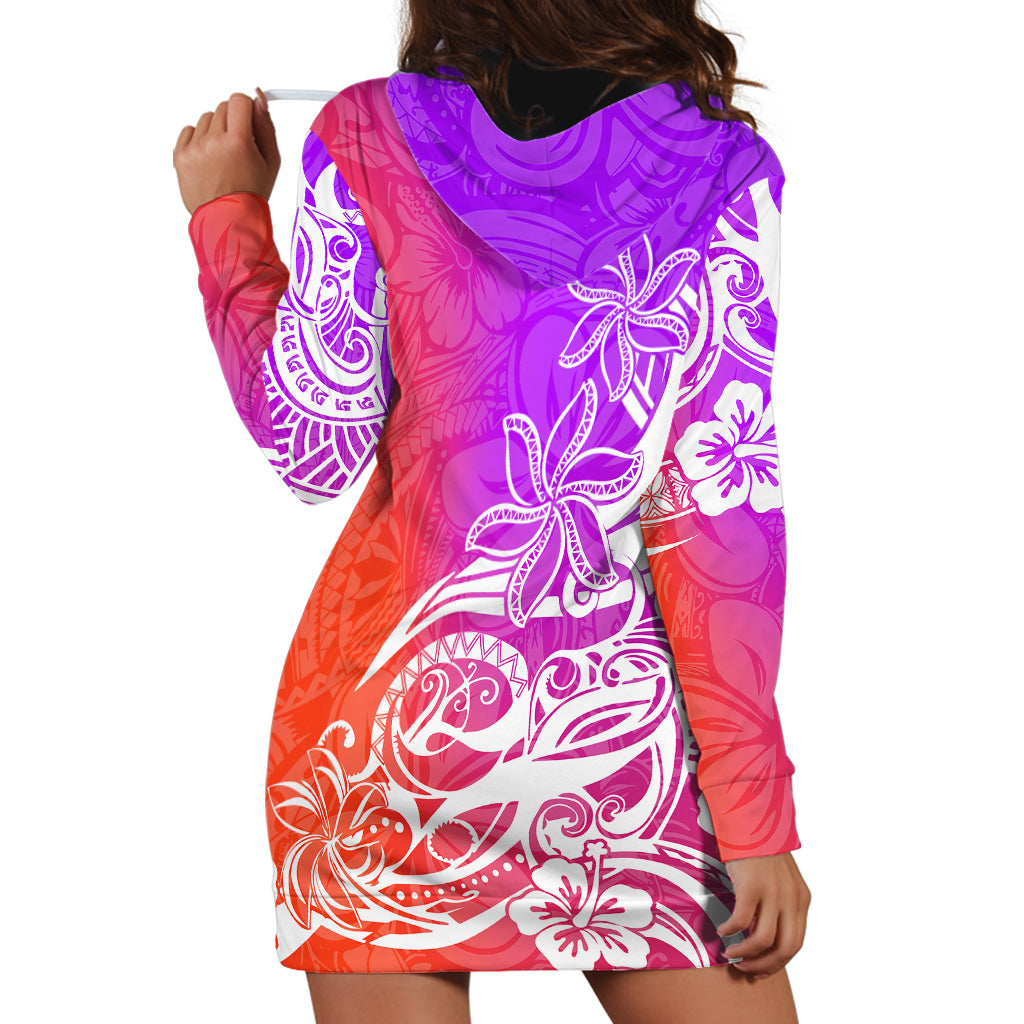 Polynesian Sunset Plumeria Hoodie Dress Pacific Island Tribal Purple Style LT9 - Polynesian Pride