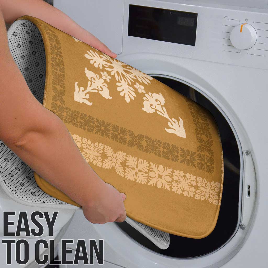 Hawaiian Quilt Block Design Bathroom Set Gold Hawaii Culture Motifs - Polynesian Pride