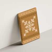 Hawaiian Quilt Block Design Canvas Wall Art Gold Hawaii Culture Motifs - Polynesian Pride