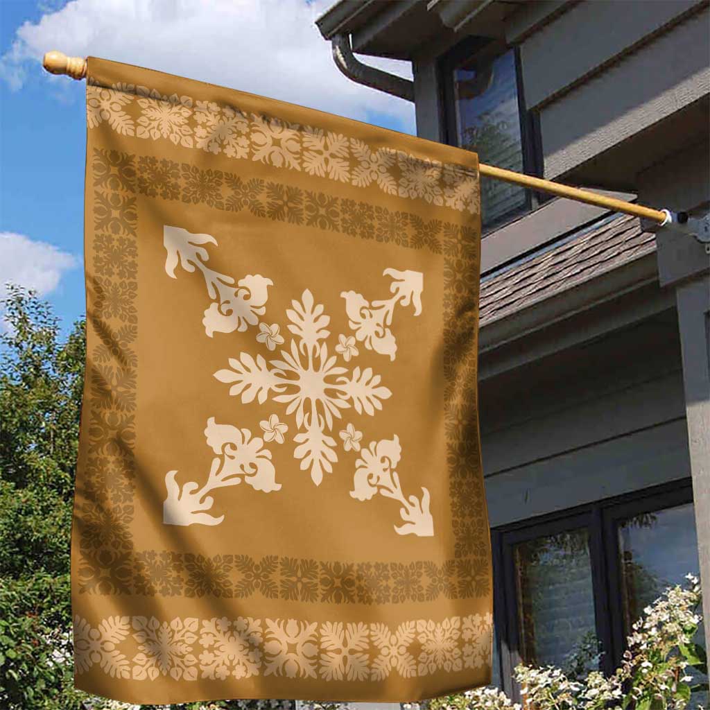 Hawaiian Quilt Block Design Garden Flag Gold Hawaii Culture Motifs - Polynesian Pride