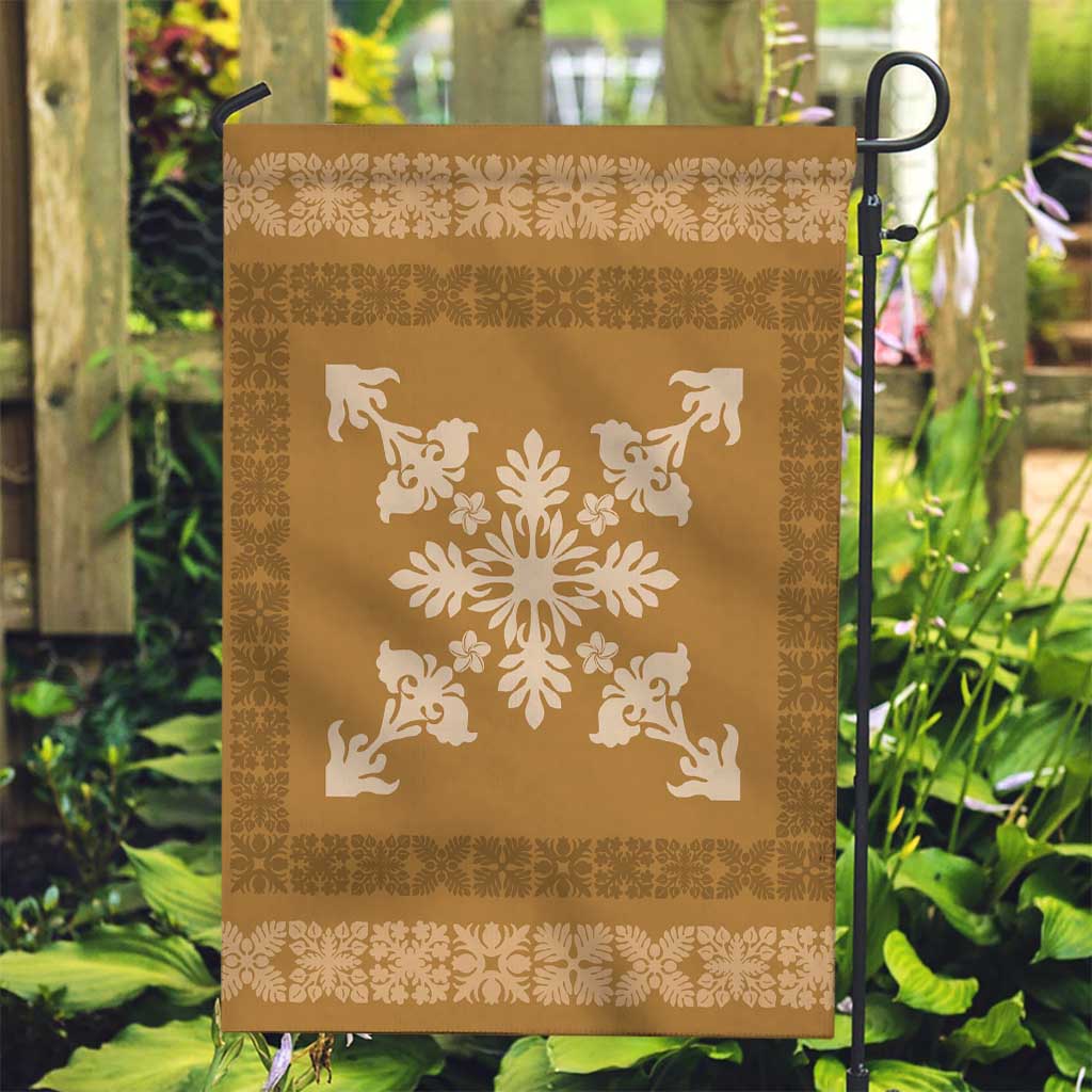 Hawaiian Quilt Block Design Garden Flag Gold Hawaii Culture Motifs - Polynesian Pride