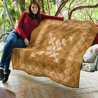 Hawaiian Quilt Block Design Quilt Gold Hawaii Culture Motifs - Polynesian Pride