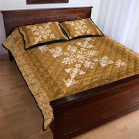 Hawaiian Quilt Block Design Quilt Bed Set Gold Hawaii Culture Motifs - Polynesian Pride