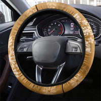 Hawaiian Quilt Block Design Steering Wheel Cover Gold Hawaii Culture Motifs - Polynesian Pride