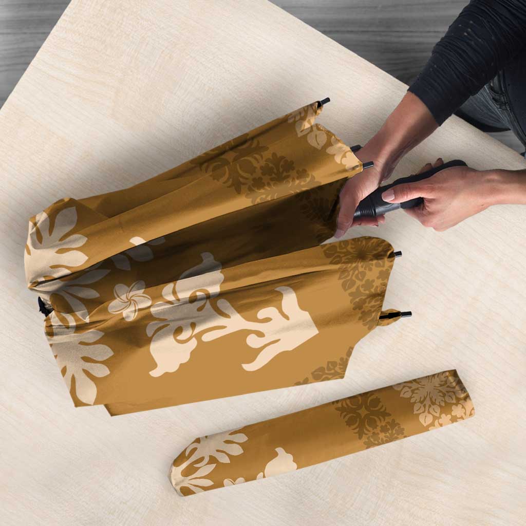 Hawaiian Quilt Block Design Umbrella Gold Hawaii Culture Motifs - Polynesian Pride