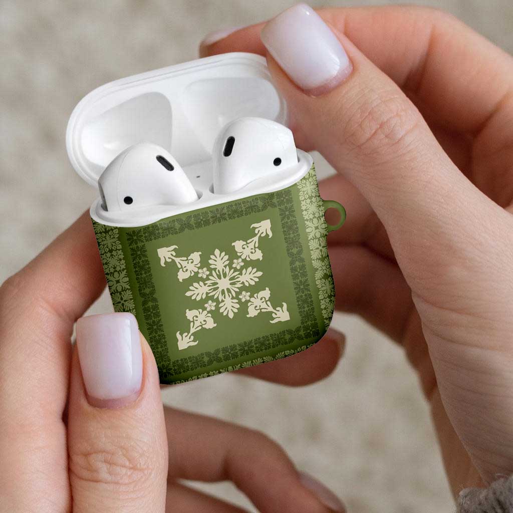Hawaiian Quilt Block Design AirPods Case Lime Hawaii Culture Motifs - Polynesian Pride