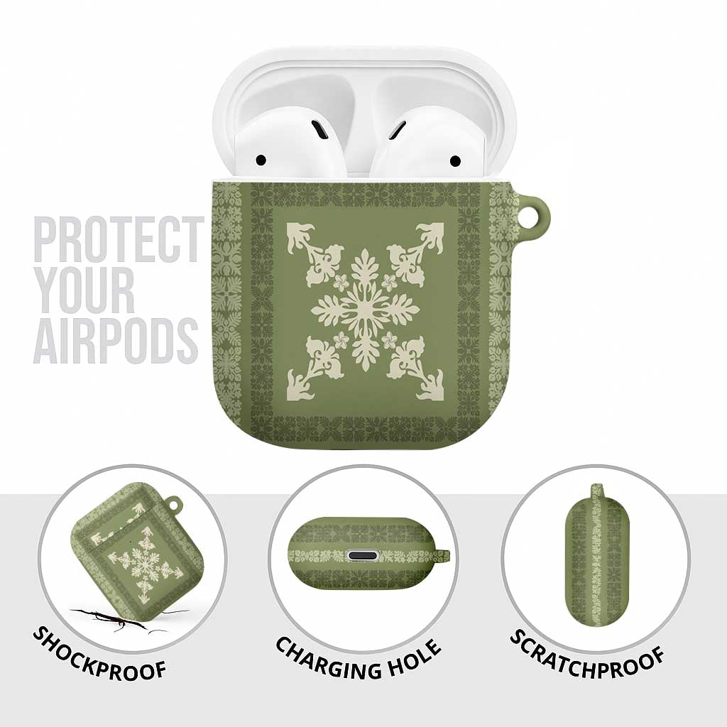 Hawaiian Quilt Block Design AirPods Case Lime Hawaii Culture Motifs - Polynesian Pride