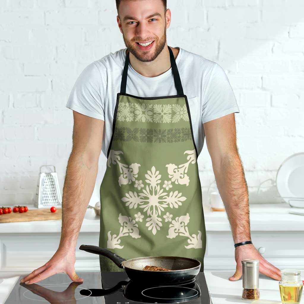 Hawaiian Quilt Block Design Apron Lime Hawaii Culture Motifs - Polynesian Pride