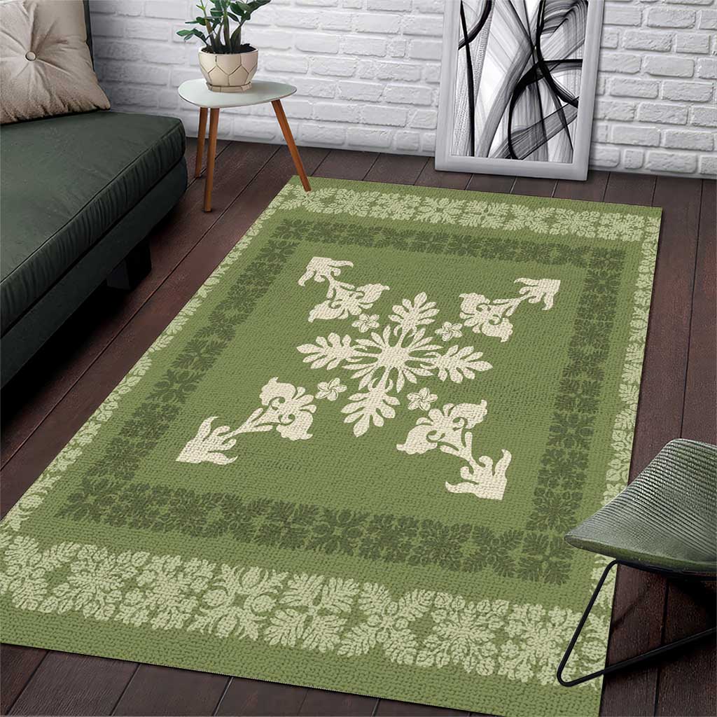 Hawaiian Quilt Block Design Area Rug Lime Hawaii Culture Motifs - Polynesian Pride