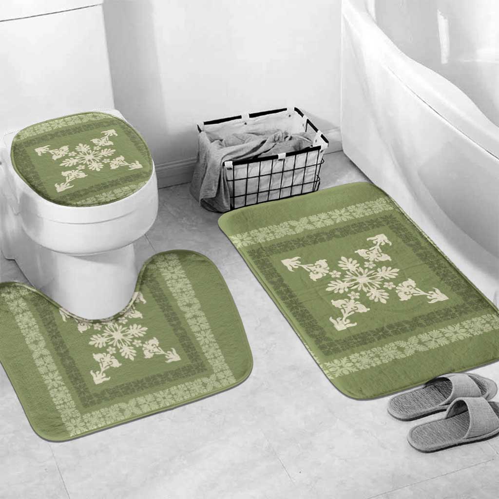 Hawaiian Quilt Block Design Bathroom Set Lime Hawaii Culture Motifs - Polynesian Pride