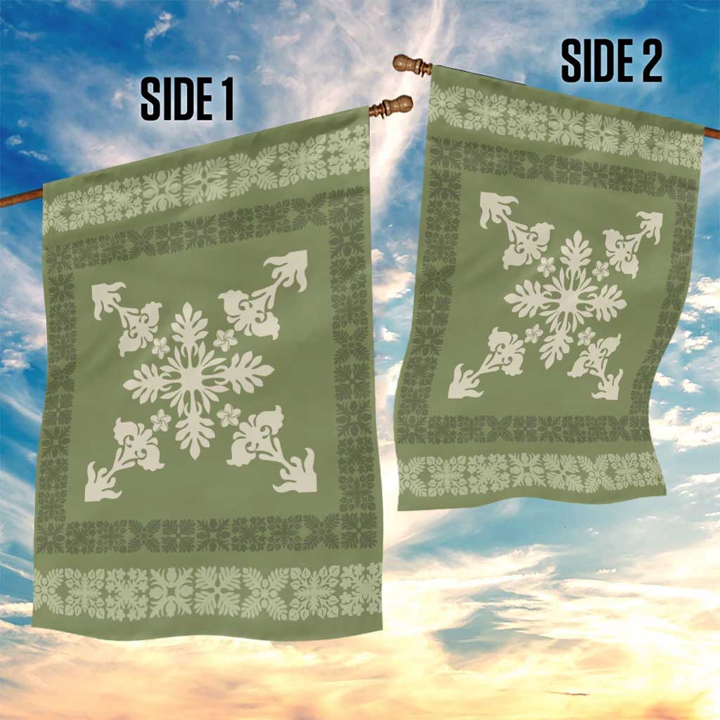Hawaiian Quilt Block Design Garden Flag Lime Hawaii Culture Motifs - Polynesian Pride