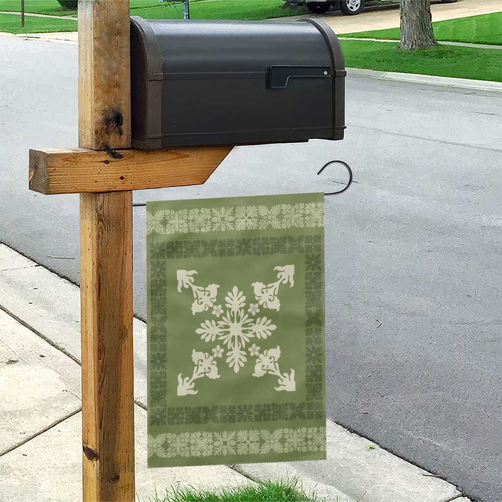 Hawaiian Quilt Block Design Garden Flag Lime Hawaii Culture Motifs - Polynesian Pride