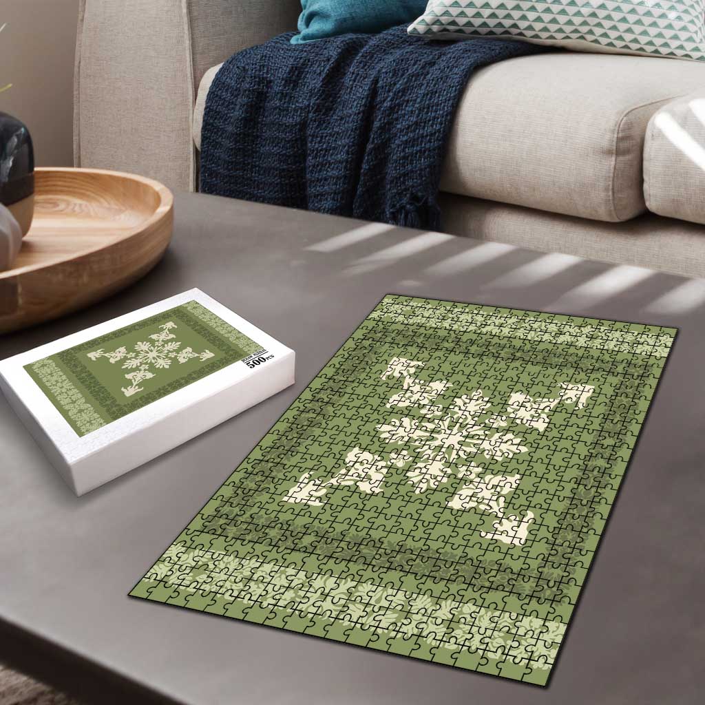 Hawaiian Quilt Block Design Puzzle Lime Hawaii Culture Motifs - Polynesian Pride