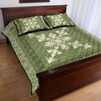 Hawaiian Quilt Block Design Quilt Bed Set Lime Hawaii Culture Motifs - Polynesian Pride
