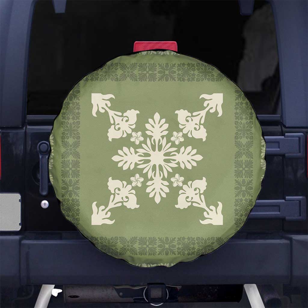 Hawaiian Quilt Block Design Spare Tire Cover Lime Hawaii Culture Motifs - Polynesian Pride