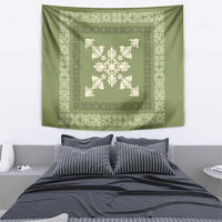 Hawaiian Quilt Block Design Tapestry Lime Hawaii Culture Motifs - Polynesian Pride