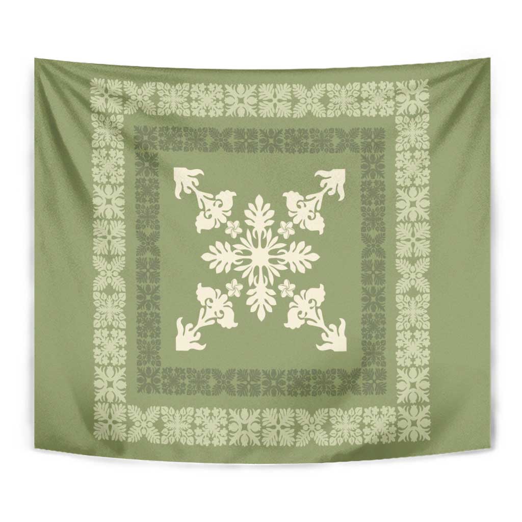 Hawaiian Quilt Block Design Tapestry Lime Hawaii Culture Motifs - Polynesian Pride