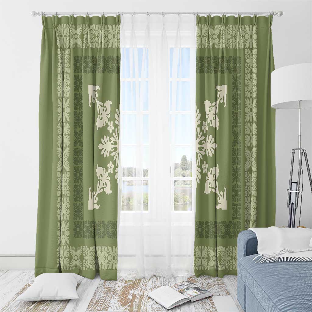 Hawaiian Quilt Block Design Window Curtain Lime Hawaii Culture Motifs - Polynesian Pride