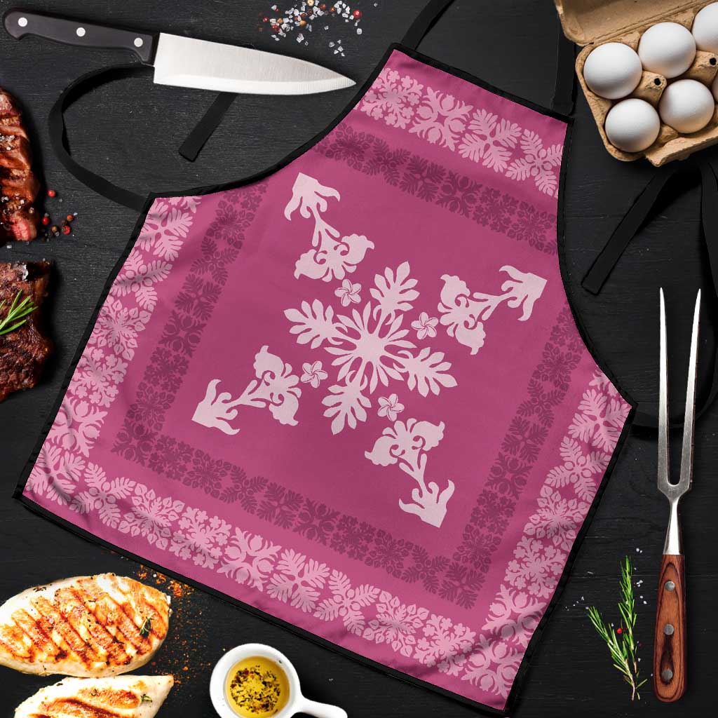 Hawaiian Quilt Block Design Apron Pink Hawaii Culture Motifs - Polynesian Pride