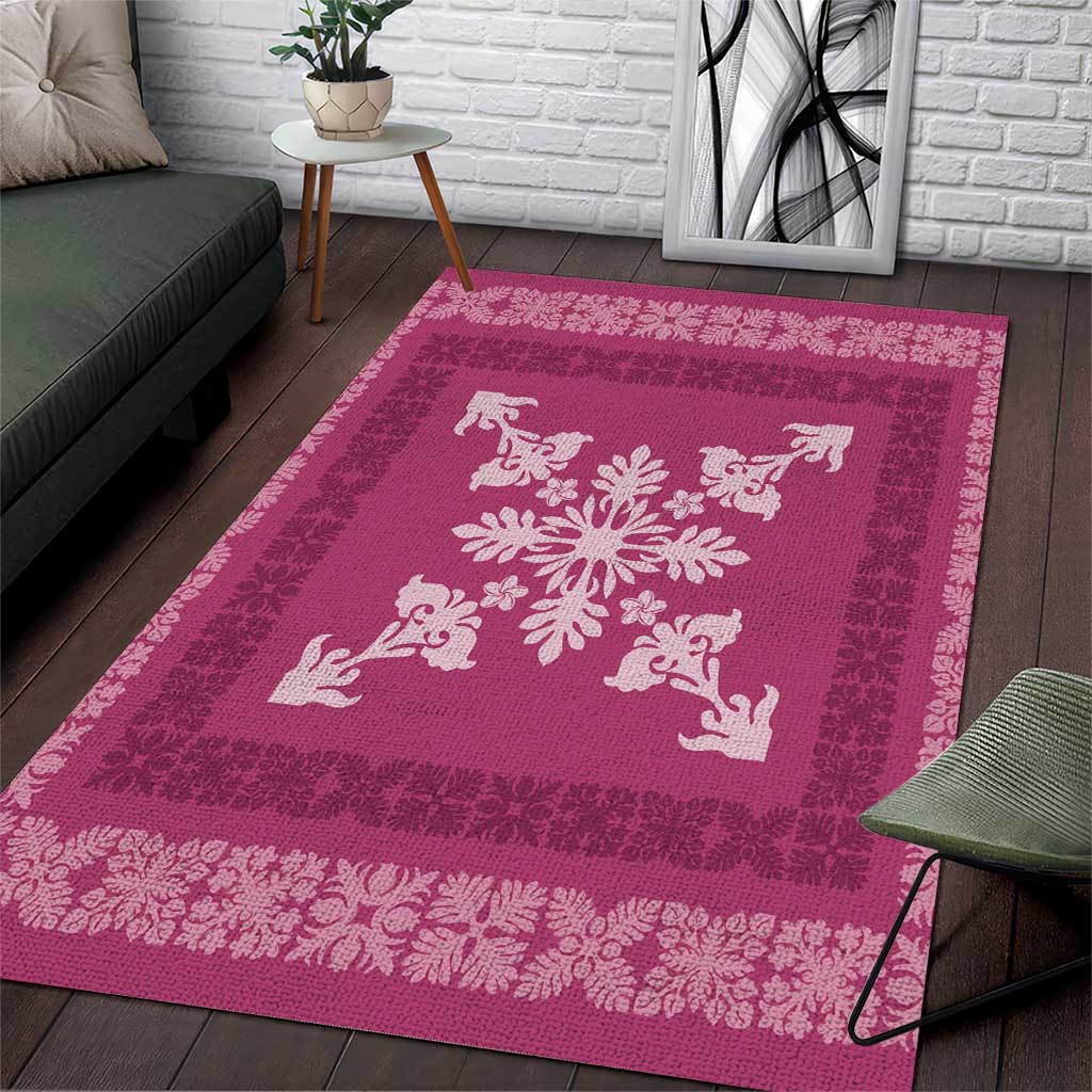 Hawaiian Quilt Block Design Area Rug Pink Hawaii Culture Motifs - Polynesian Pride