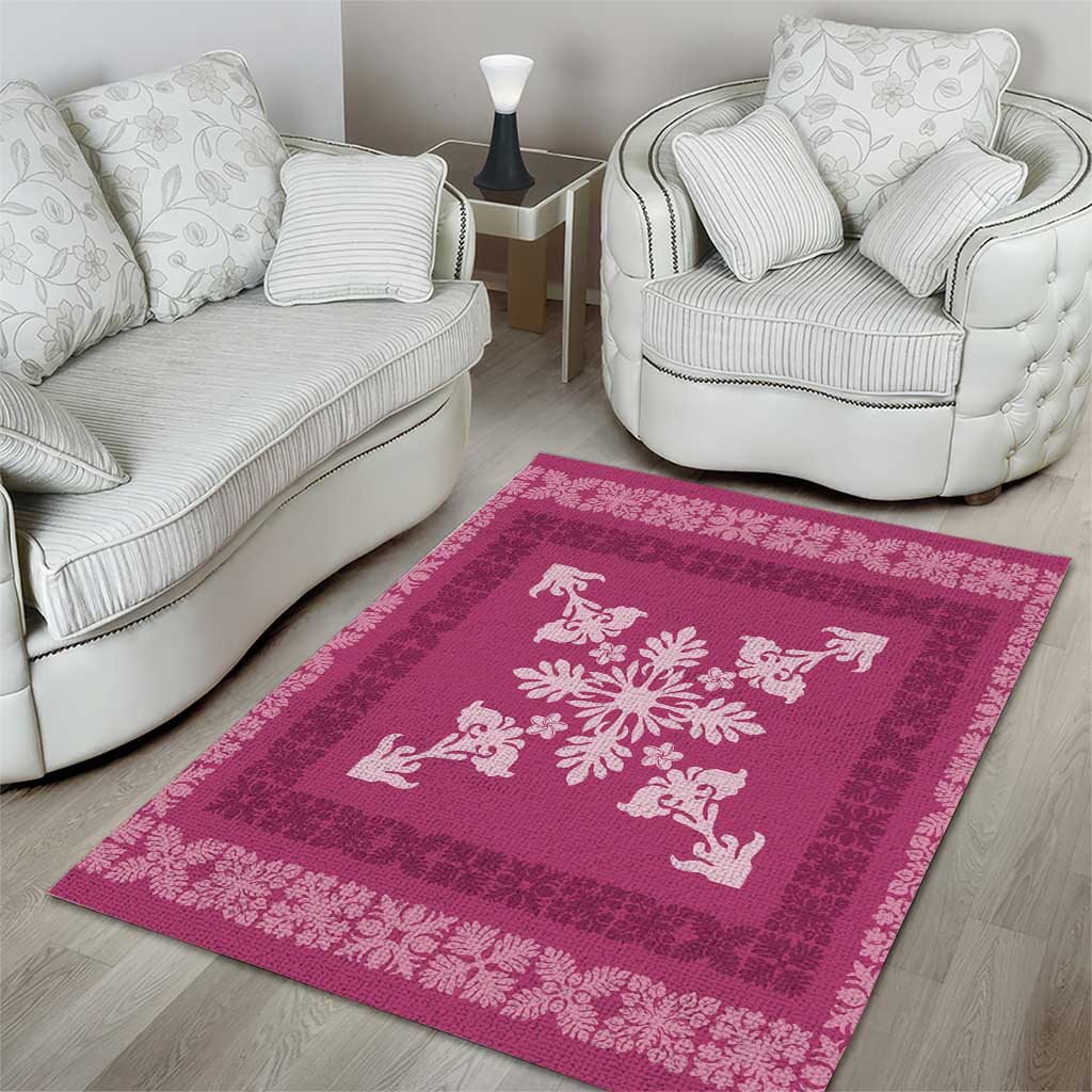 Hawaiian Quilt Block Design Area Rug Pink Hawaii Culture Motifs - Polynesian Pride