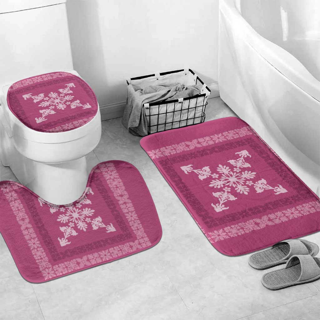 Hawaiian Quilt Block Design Bathroom Set Pink Hawaii Culture Motifs - Polynesian Pride