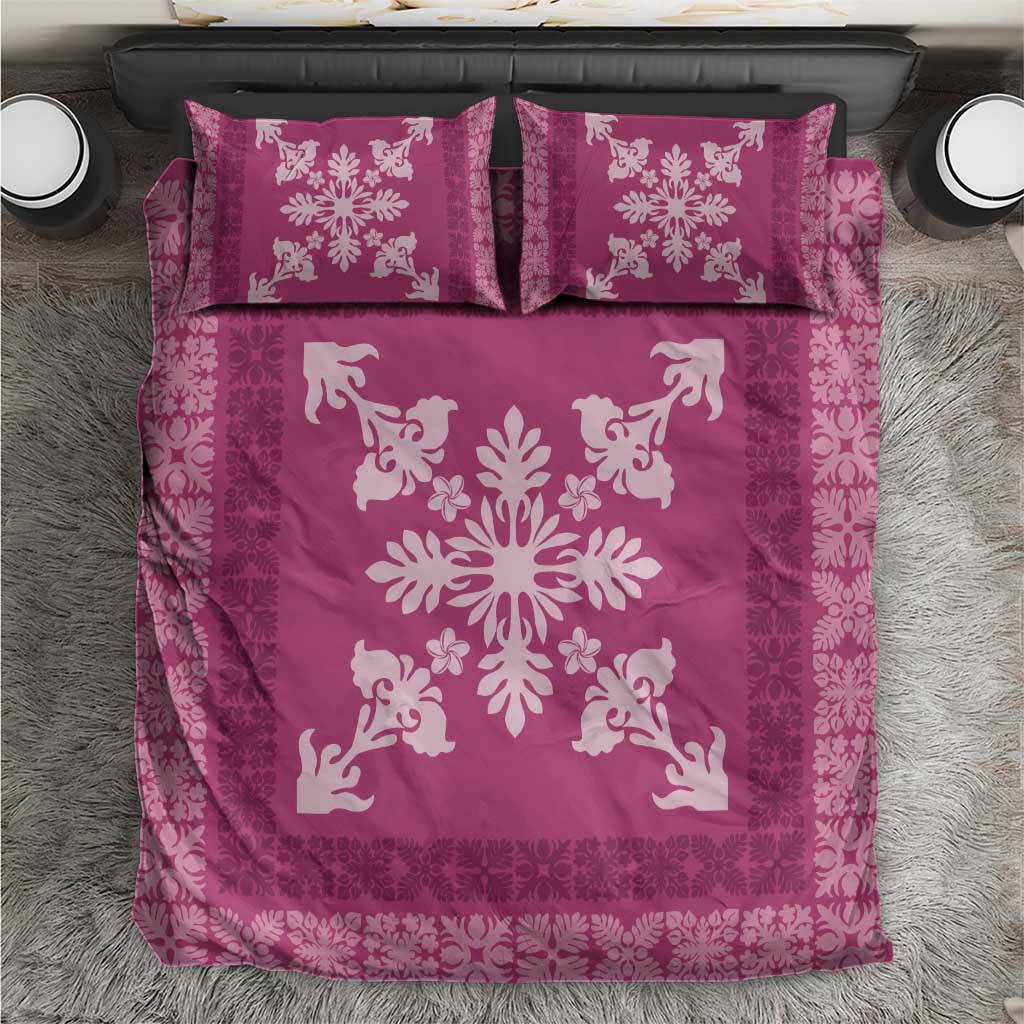 Hawaiian Quilt Block Design Bedding Set Pink Hawaii Culture Motifs LT9 Pink - Polynesian Pride