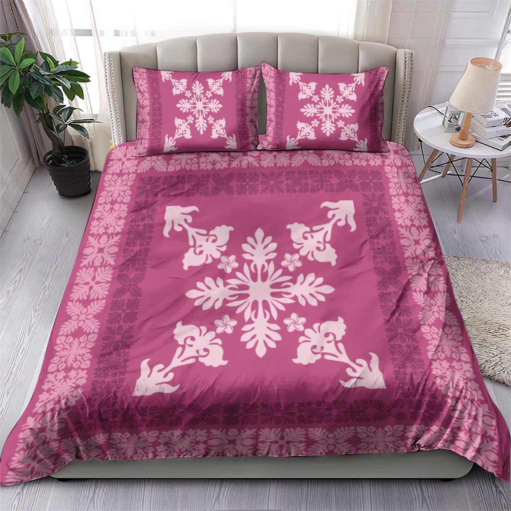 Hawaiian Quilt Block Design Bedding Set Pink Hawaii Culture Motifs LT9 - Polynesian Pride