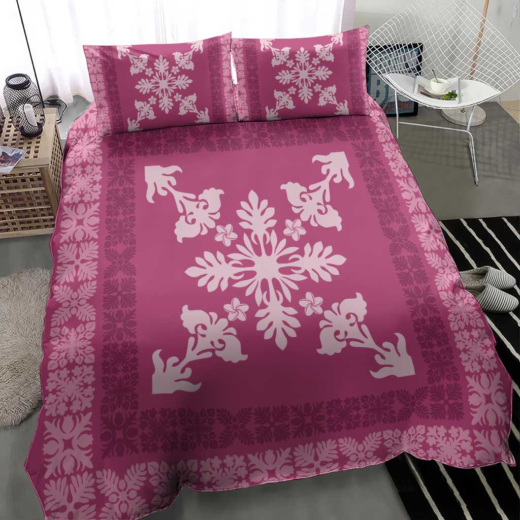 Hawaiian Quilt Block Design Bedding Set Pink Hawaii Culture Motifs LT9 - Polynesian Pride