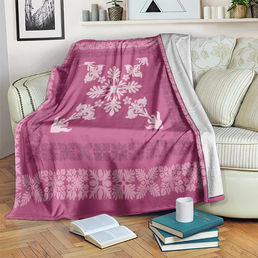 Hawaiian Quilt Block Design Blanket Pink Hawaii Culture Motifs - Polynesian Pride