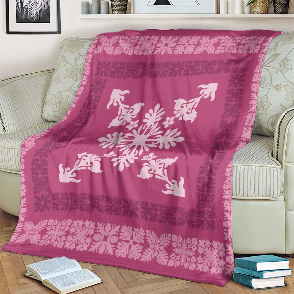 Hawaiian Quilt Block Design Blanket Pink Hawaii Culture Motifs - Polynesian Pride