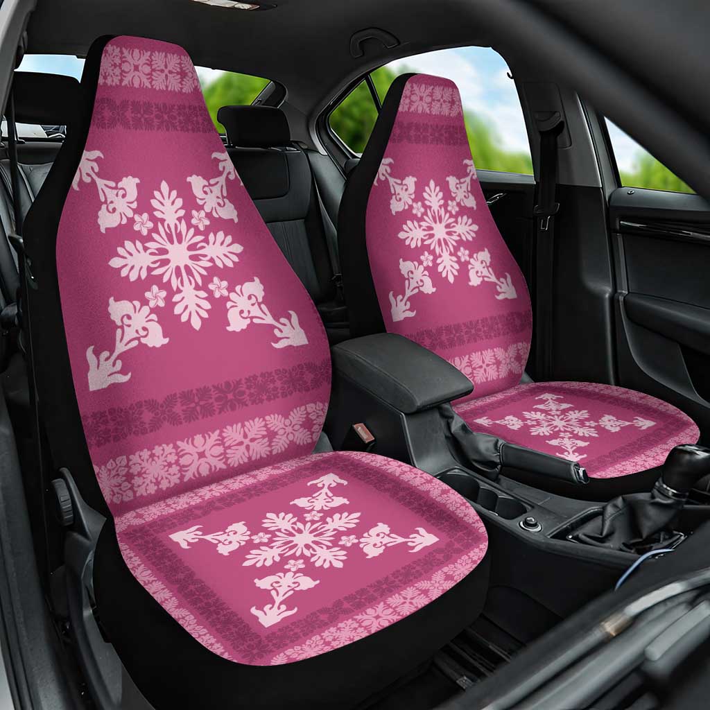 Hawaiian Quilt Block Design Car Seat Cover Pink Hawaii Culture Motifs - Polynesian Pride