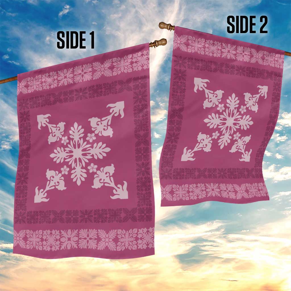 Hawaiian Quilt Block Design Garden Flag Pink Hawaii Culture Motifs - Polynesian Pride