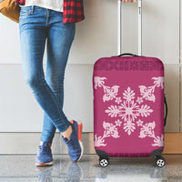 Hawaiian Quilt Block Design Luggage Cover Pink Hawaii Culture Motifs - Polynesian Pride
