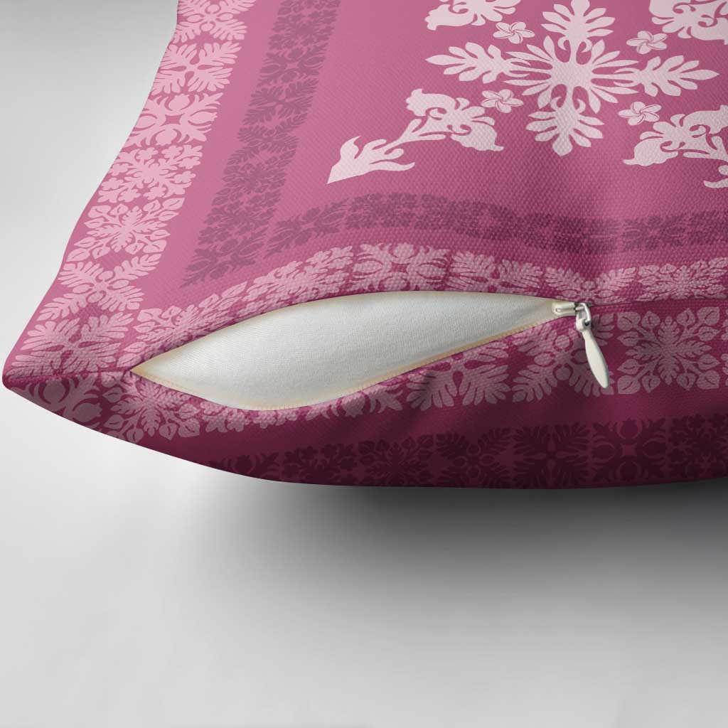 Hawaiian Quilt Block Design Pillow Cover Pink Hawaii Culture Motifs - Polynesian Pride