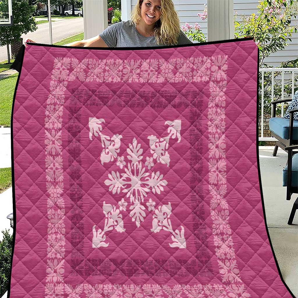 Hawaiian Quilt Block Design Quilt Pink Hawaii Culture Motifs - Polynesian Pride