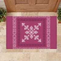 Hawaiian Quilt Block Design Rubber Doormat Pink Hawaii Culture Motifs - Polynesian Pride