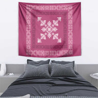 Hawaiian Quilt Block Design Tapestry Pink Hawaii Culture Motifs - Polynesian Pride