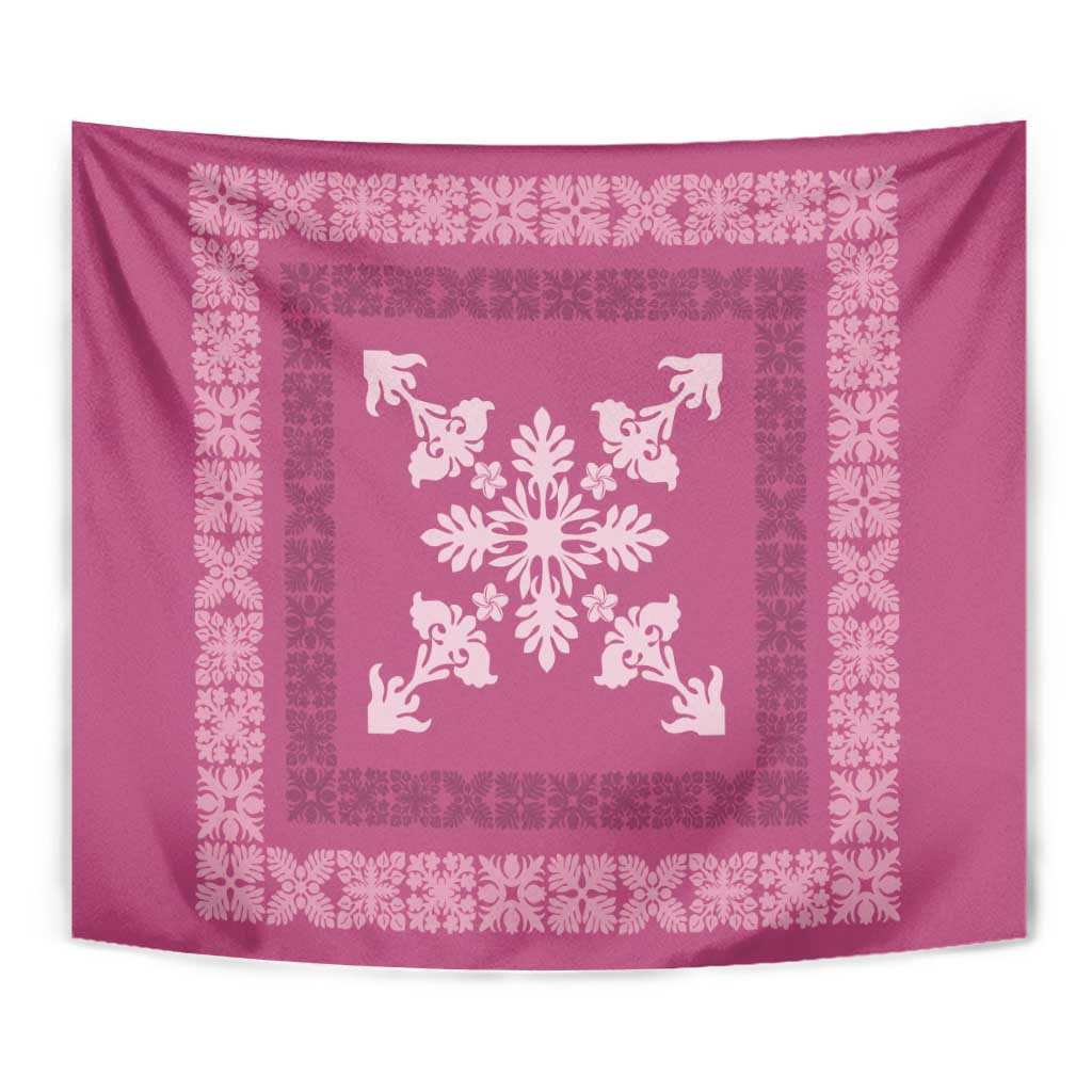 Hawaiian Quilt Block Design Tapestry Pink Hawaii Culture Motifs - Polynesian Pride