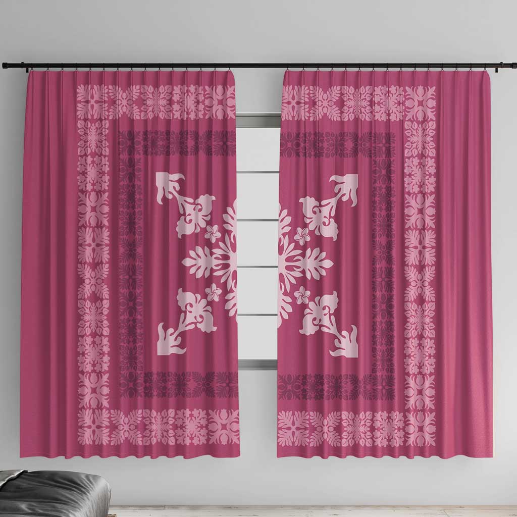 Hawaiian Quilt Block Design Window Curtain Pink Hawaii Culture Motifs - Polynesian Pride