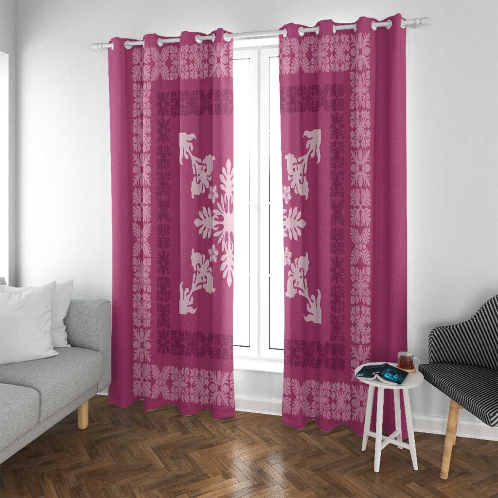 Hawaiian Quilt Block Design Window Curtain Pink Hawaii Culture Motifs - Polynesian Pride