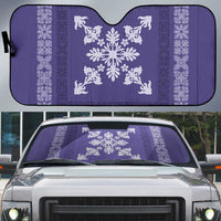 Hawaiian Quilt Block Design Auto Sun Shade Purple Hawaii Culture Motifs - Polynesian Pride